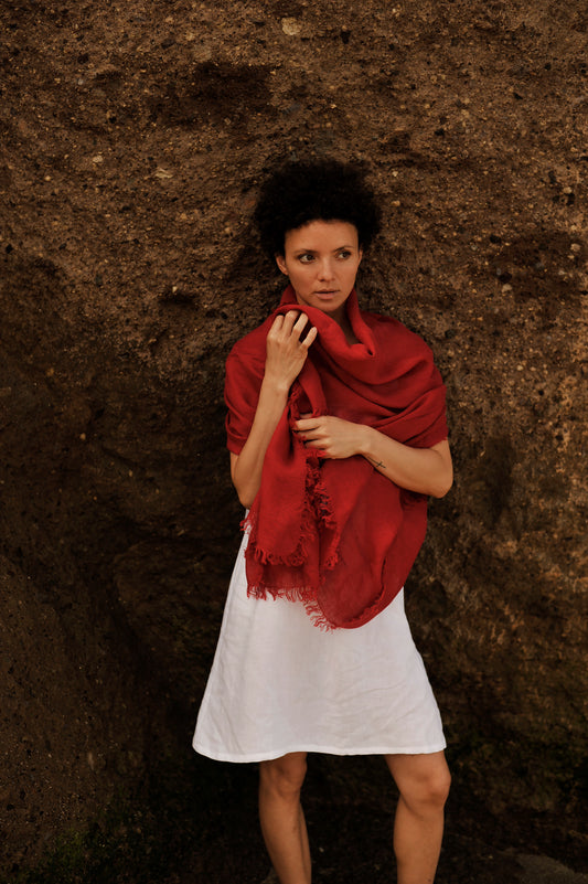 Linen Scarf Red