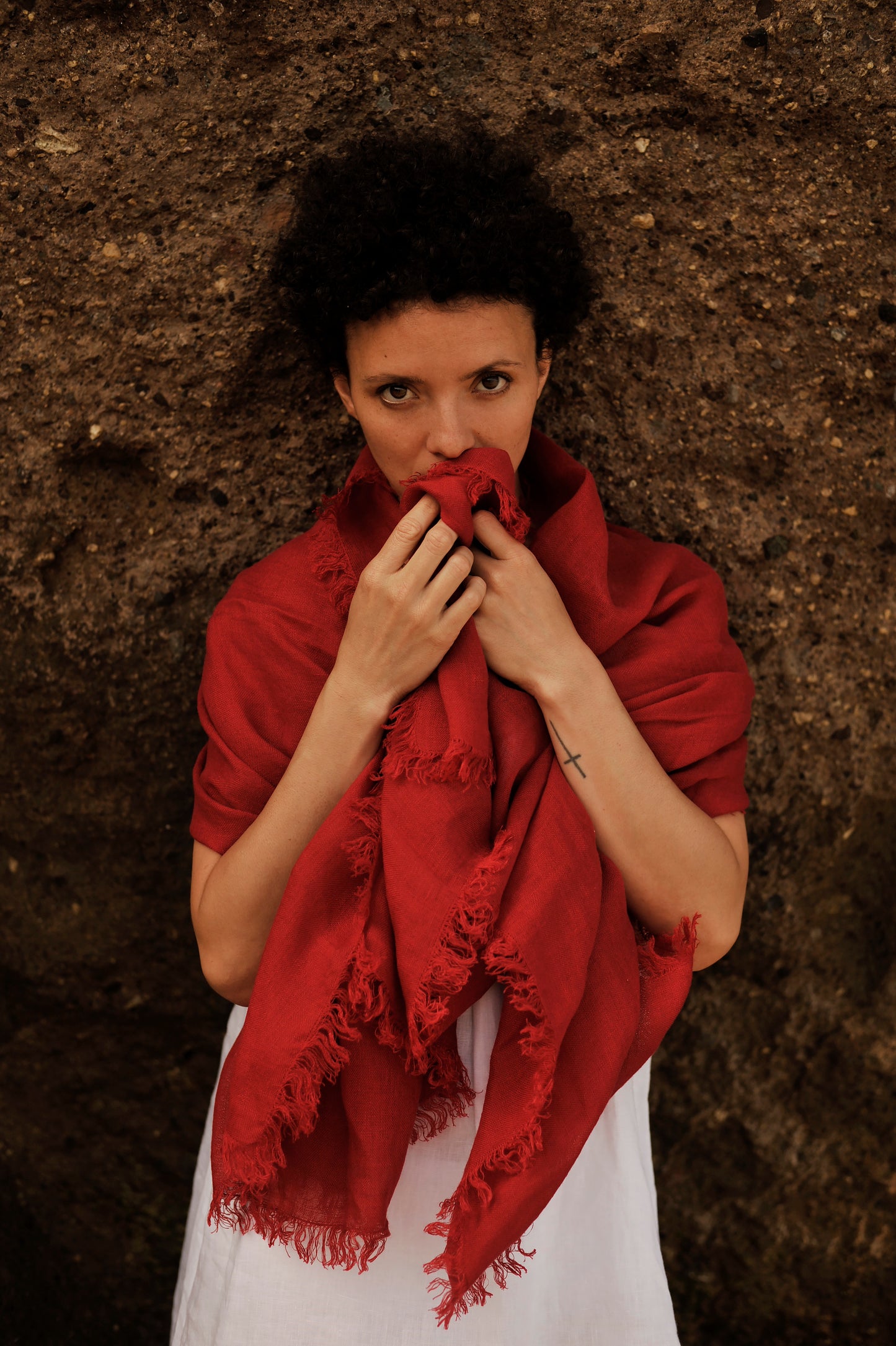Linen Scarf Red