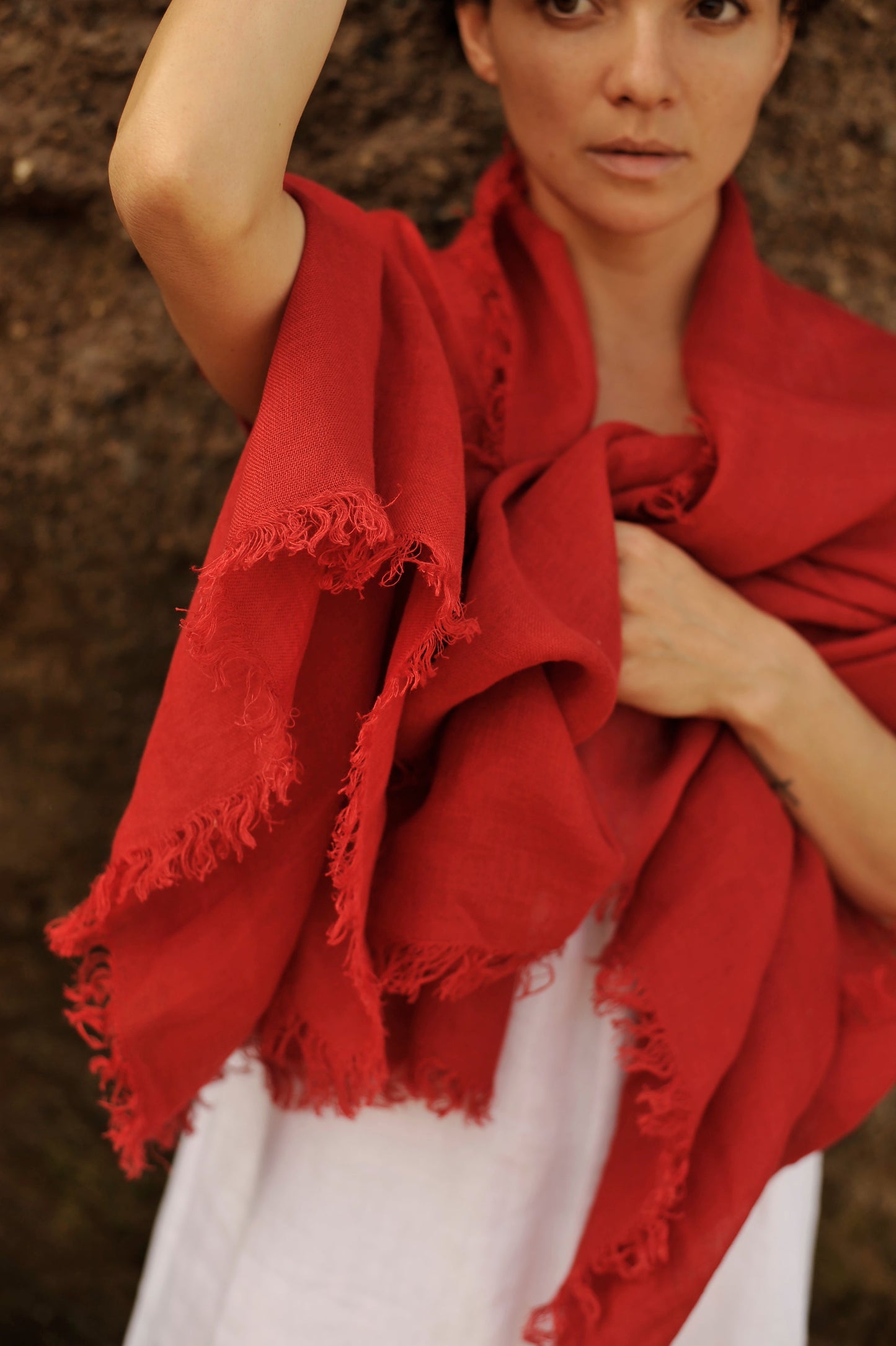 Linen Scarf Red