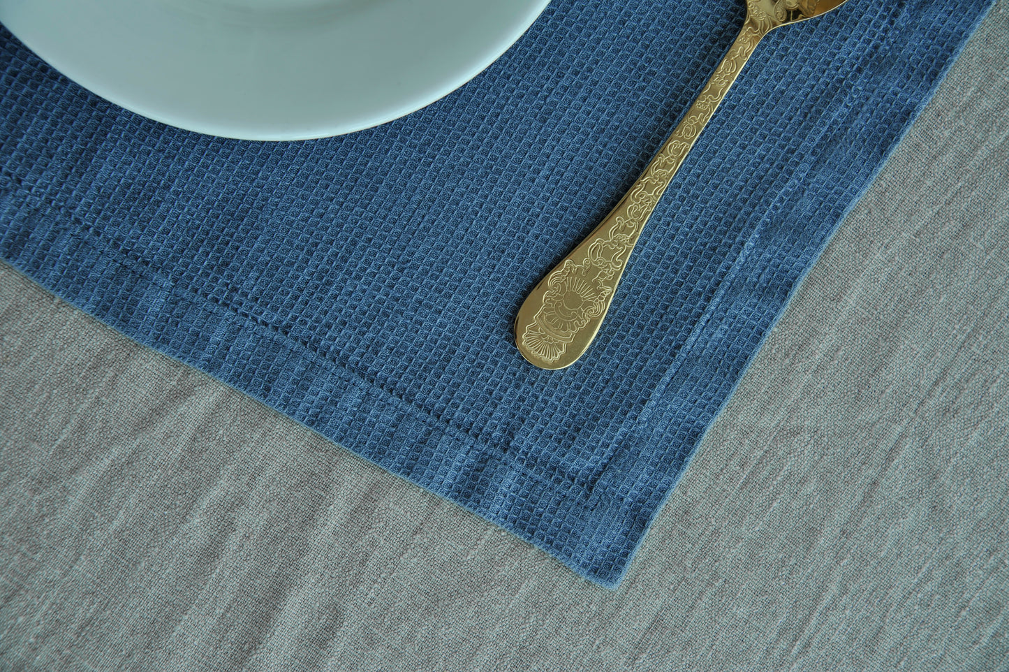 Placemats set Small Waffle Wave Navy blue