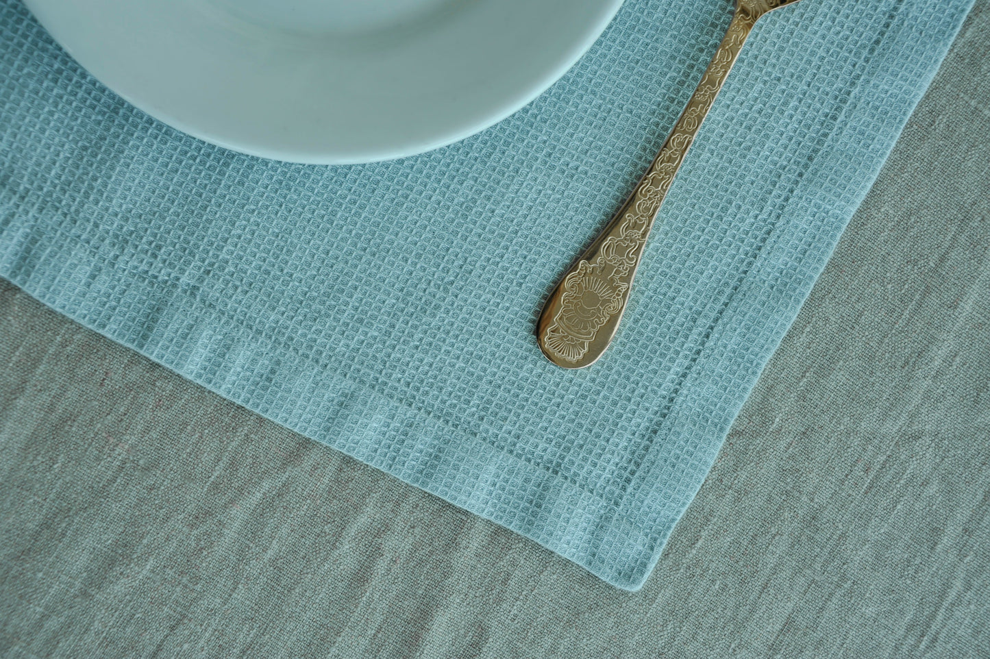 Placemats set Small Waffle Wave Light blue Sewing Fiesta