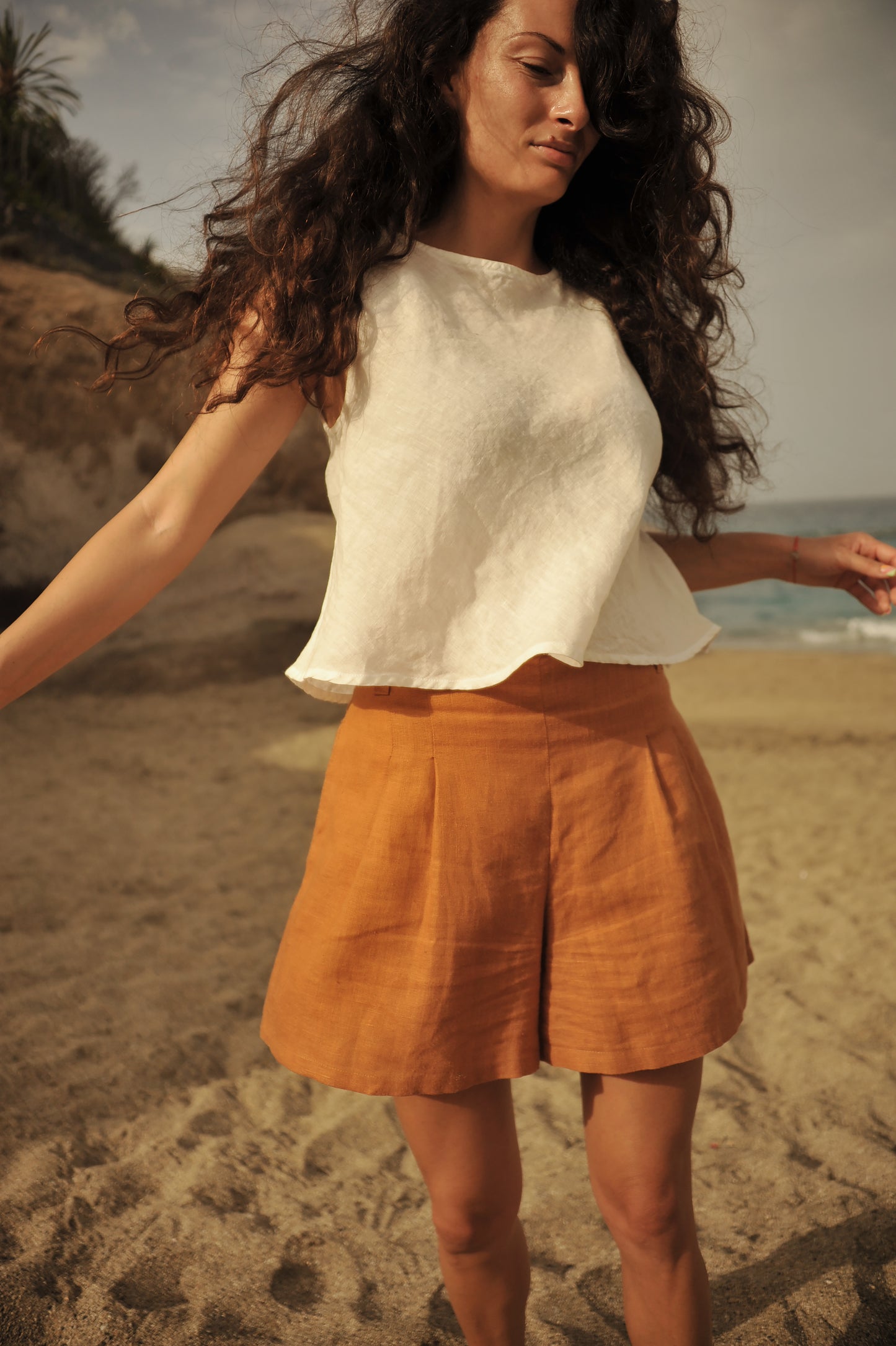 Linen Woman Shorts Skirt