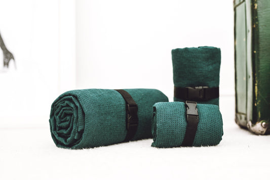 Linen Waffle Travel Towel Green Sewing Fiesta