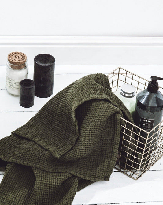 Linen Bath Towel Green (Moos) Sewing Fiesta