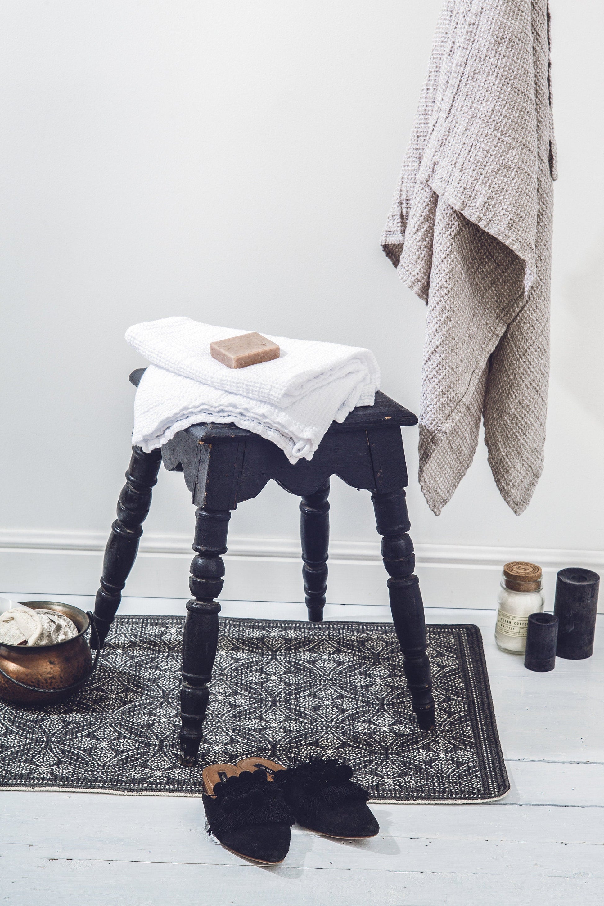Linen towels Set White Natural Sewing Fiesta