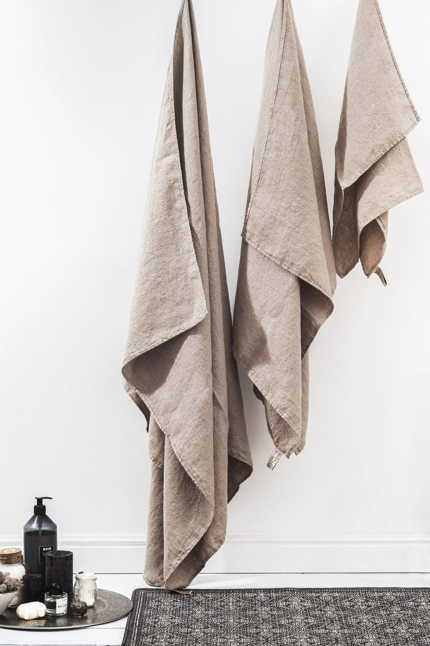 Linen Travel Towel Small Waffle Wave Natural linen Sewing Fiesta