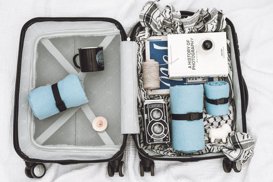 Linen Waffle Travel Towel Light blue Sewing Fiesta