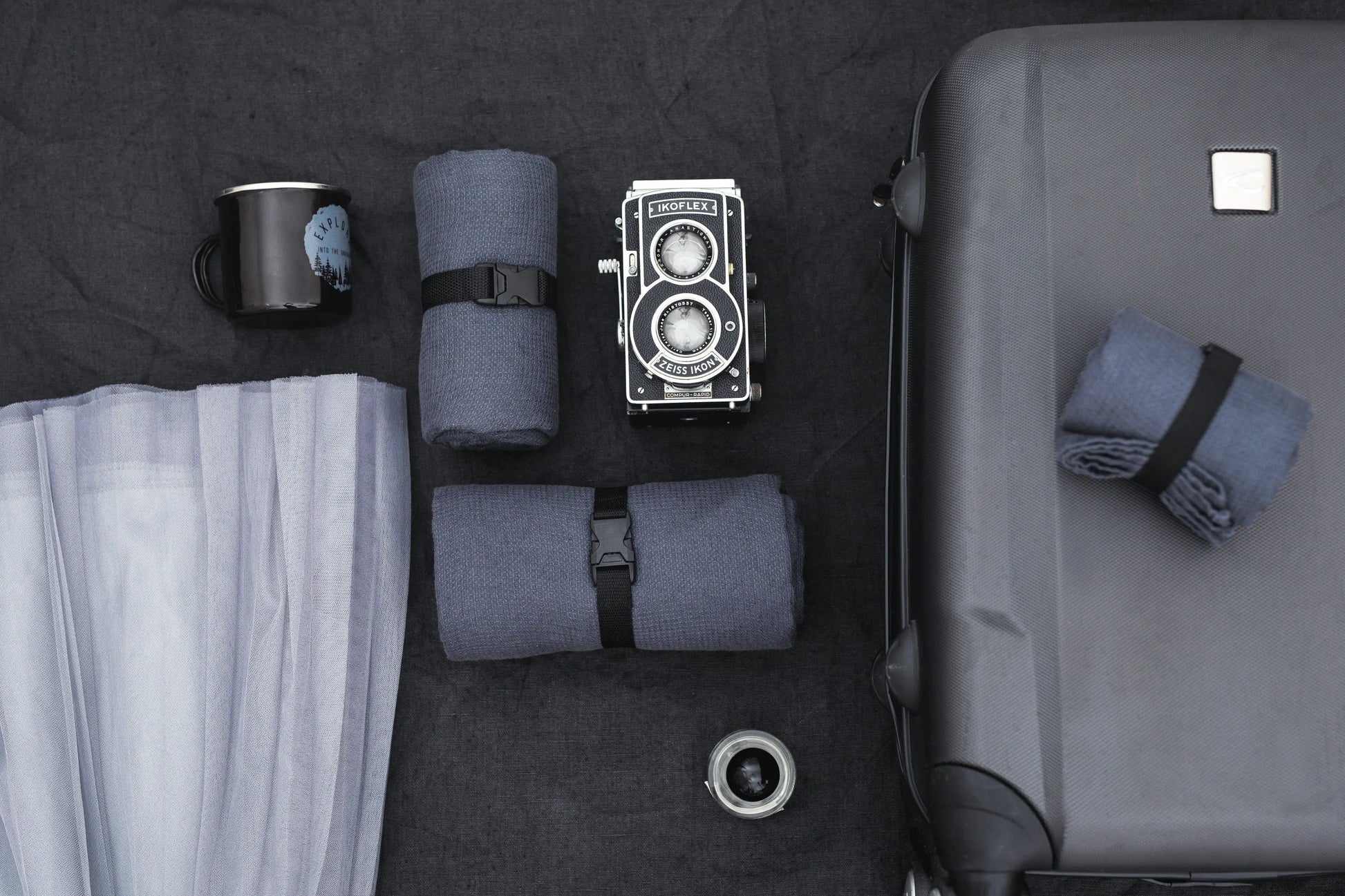 Linen Waffle Travel Towel Grey Sewing Fiesta