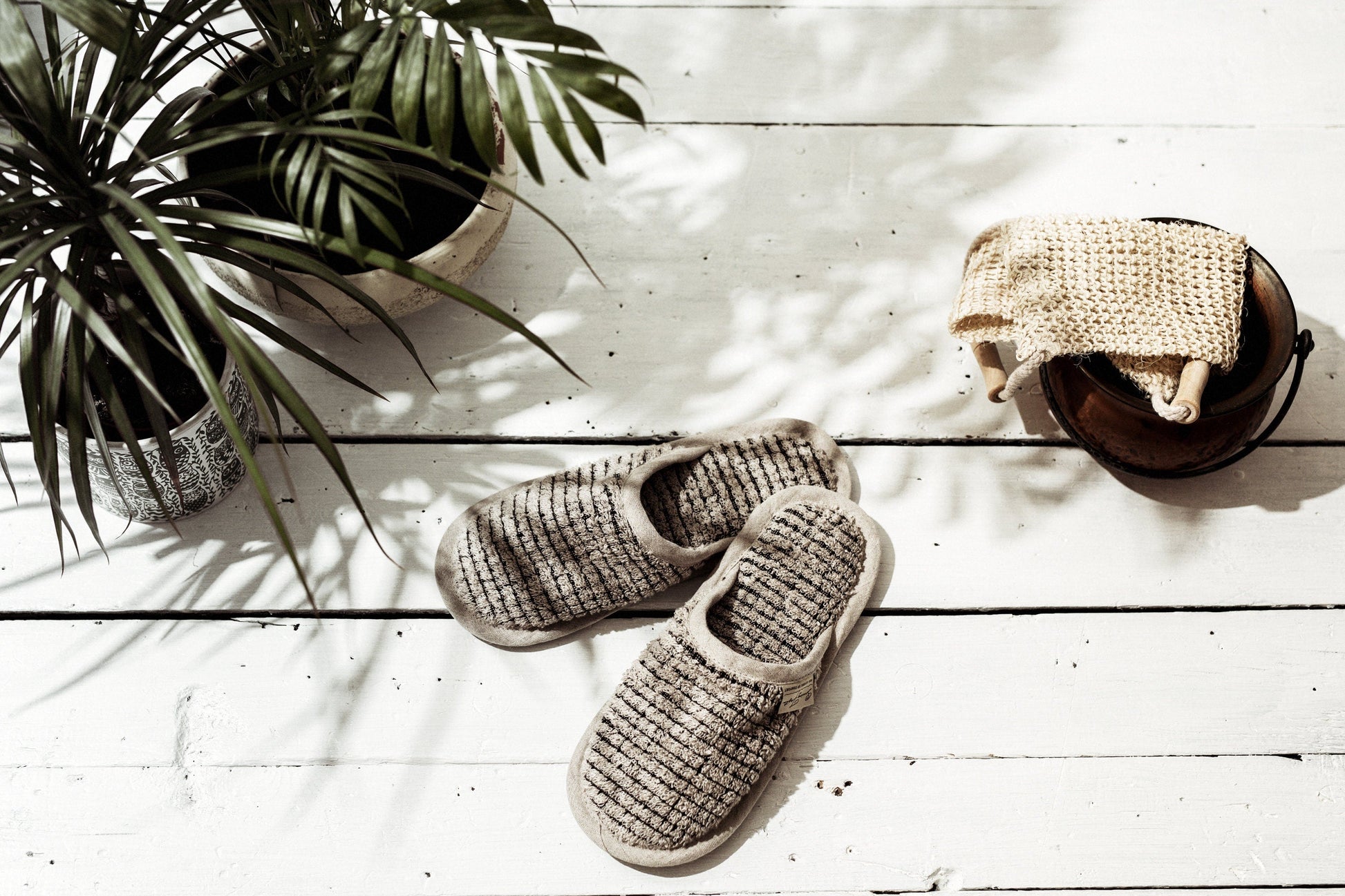 Linen Slippers Soft Natural Black Sewing Fiesta