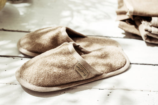 Linen slippers Natural linen Rough