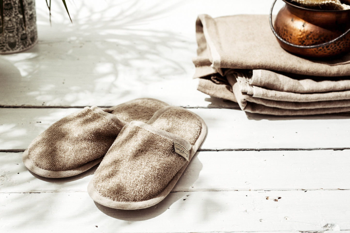 Linen slippers Natural linen Rough