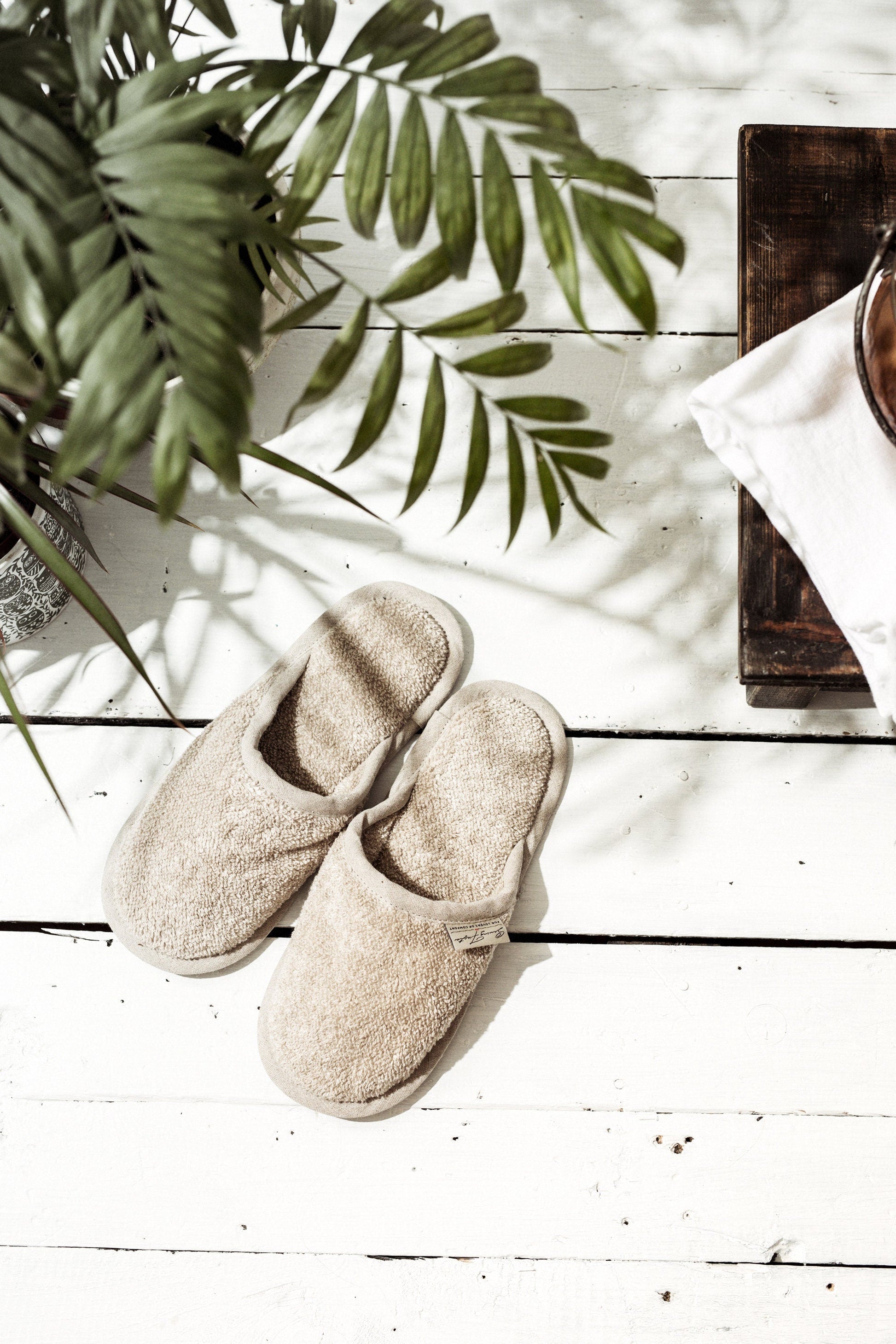 Linen Slippers Natural SOFT Sewing Fiesta
