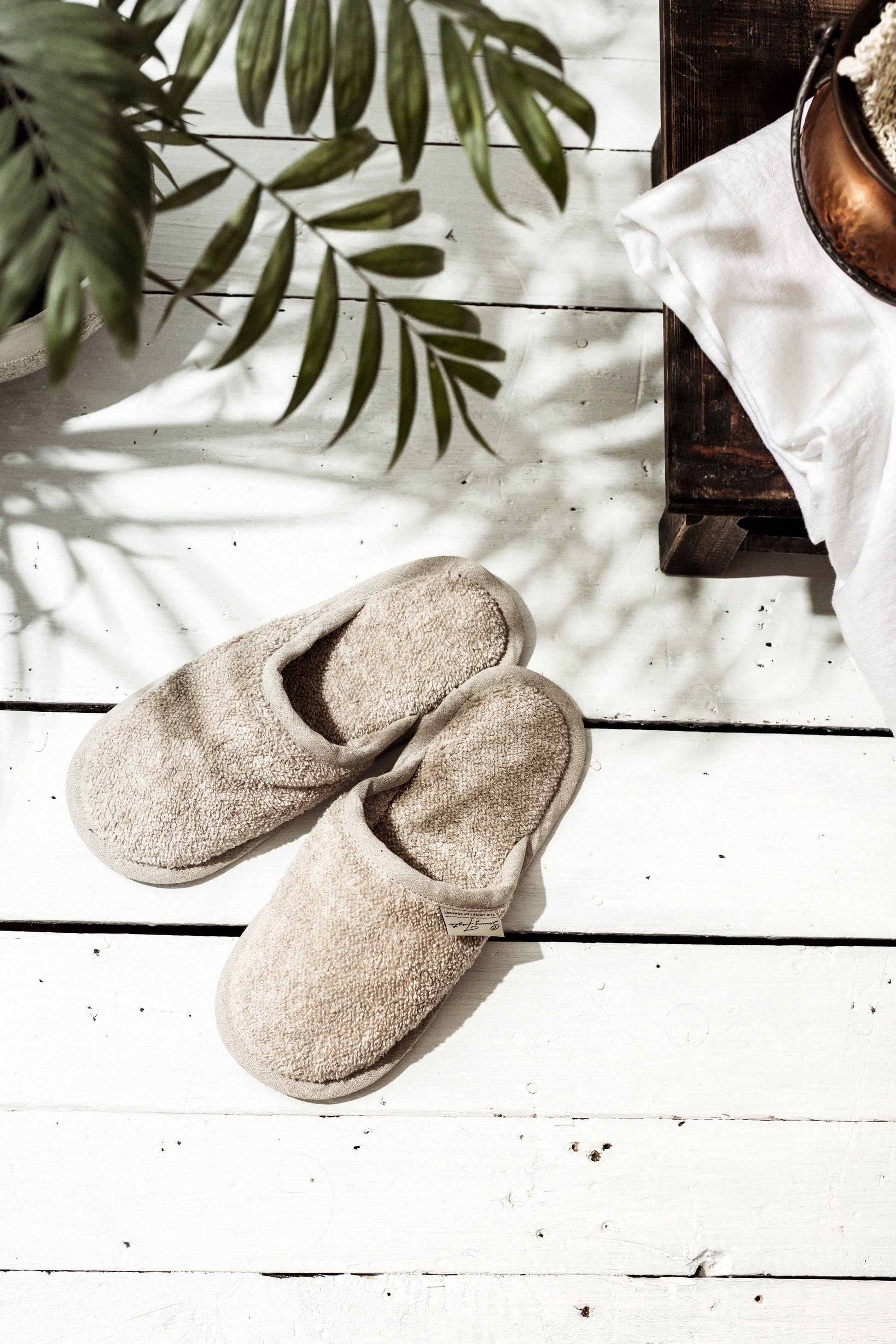 Linen Slippers Natural SOFT Sewing Fiesta