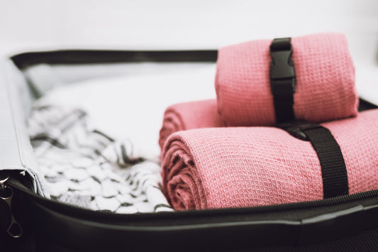 Linen Waffle Travel Towel Pink