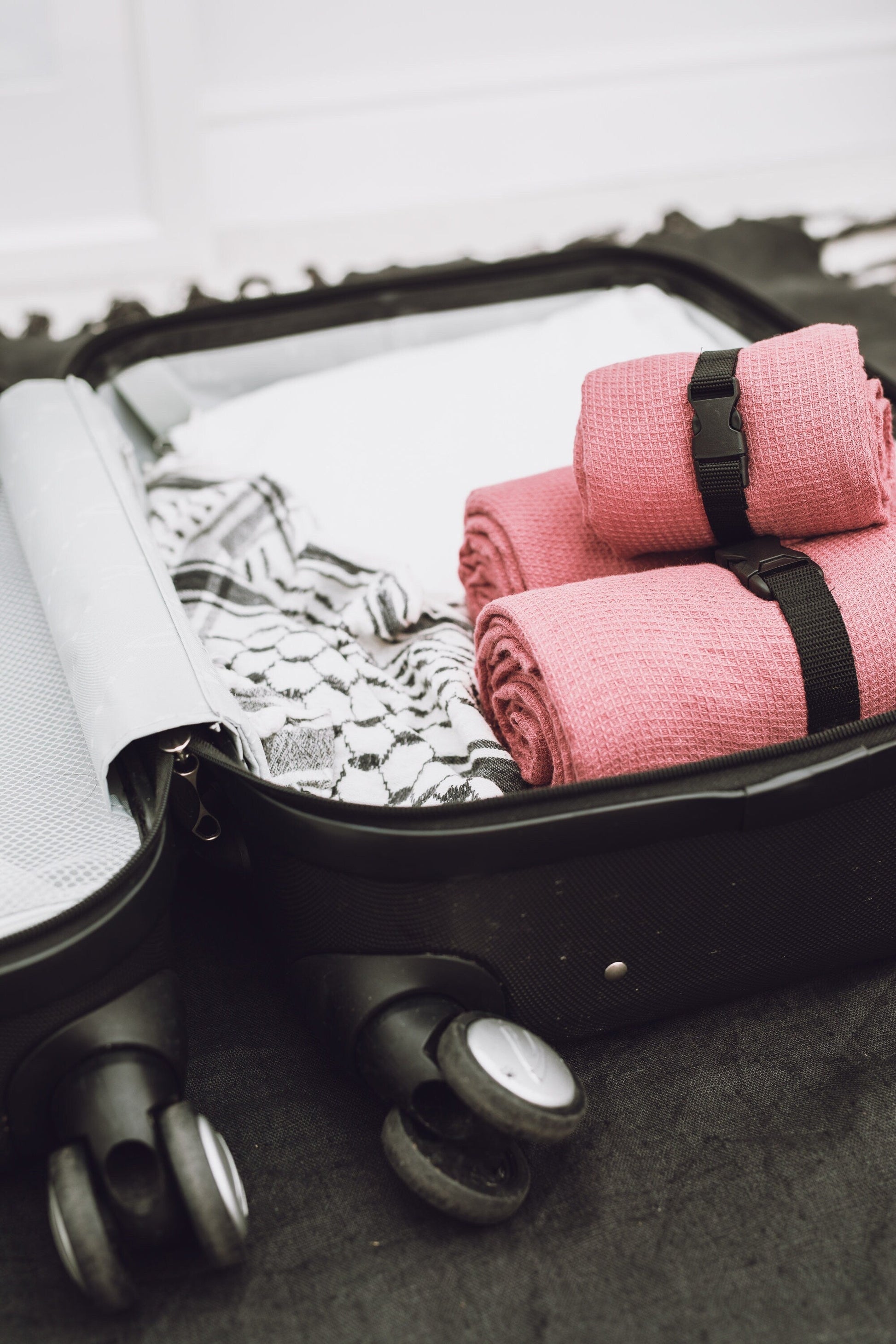Linen Waffle Travel Towel Pink Sewing Fiesta