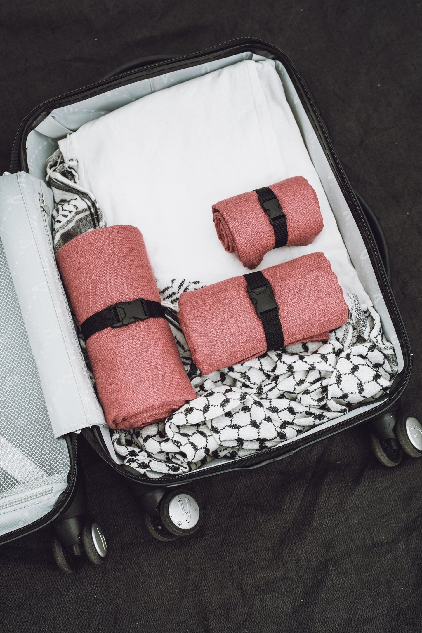 Linen Waffle Travel Towel Pink Sewing Fiesta