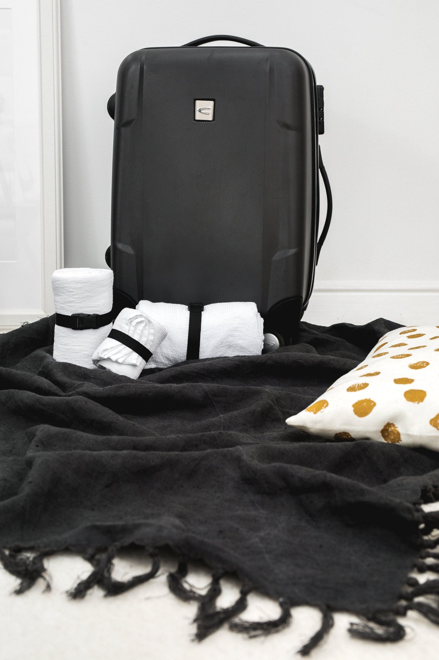 Linen Waffle Travel Towel White