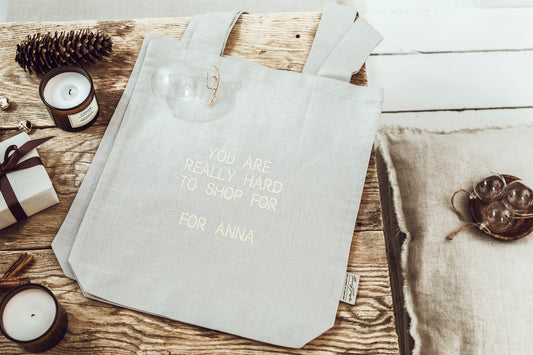 MAKE YOUR friend laugh or blush with a PERSONALISED embroidered message on a tote bag!