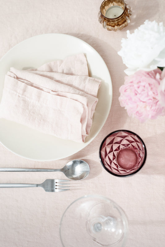 Linen tablecloth rustic pink